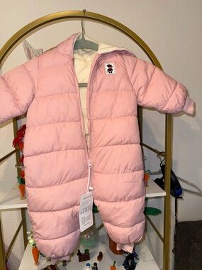 Pink Quilted Baby Snowsuit